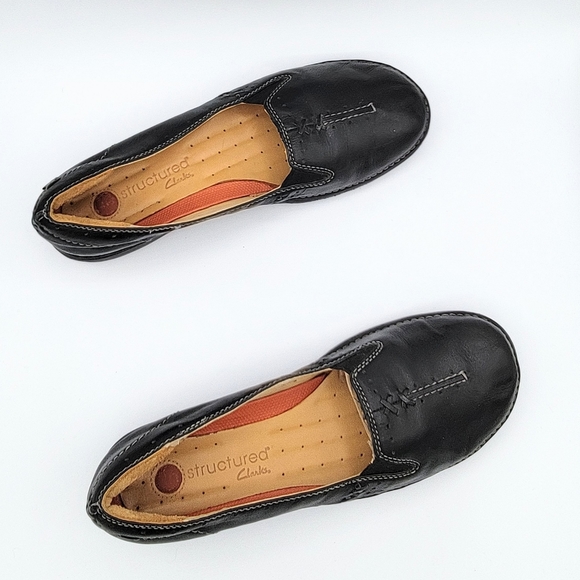Clarks Unstructured Soft Black Leather Slip-on Loafer Size 9W - Picture 6 of 15
